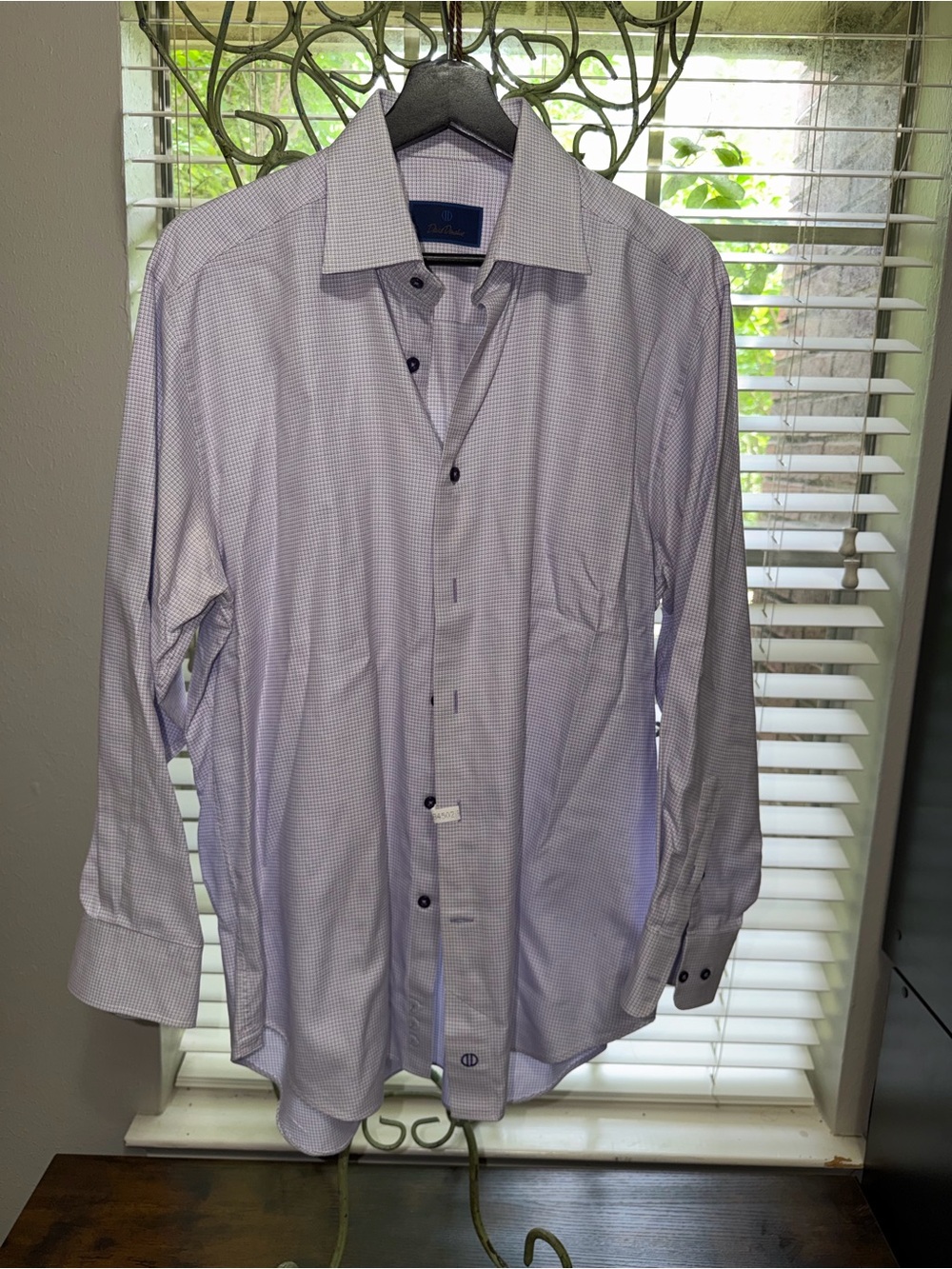 David Donahue Light Lavender Micro-Check Dress Shirt